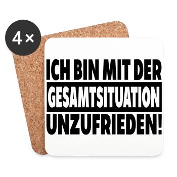 Gesamtsituation unzufrieden Spruch Geschenk Lustig - Untersetzer (4er-Set) - Weiß - Vorne
