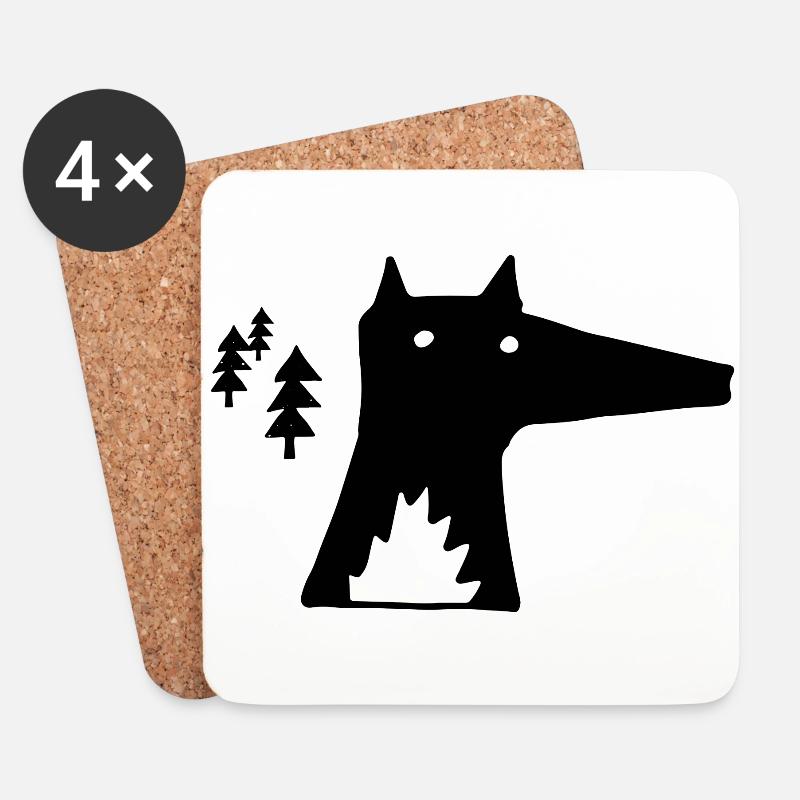 Fuchs Wald Zeichnung - Untersetzer (4er-Set) - Weiß