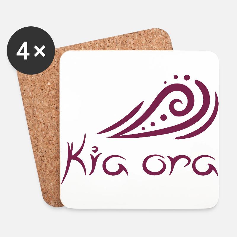 "Kia ora" Wellen Design Maori Hallo Geschenk Idee - Untersetzer (4er-Set) - Weiß