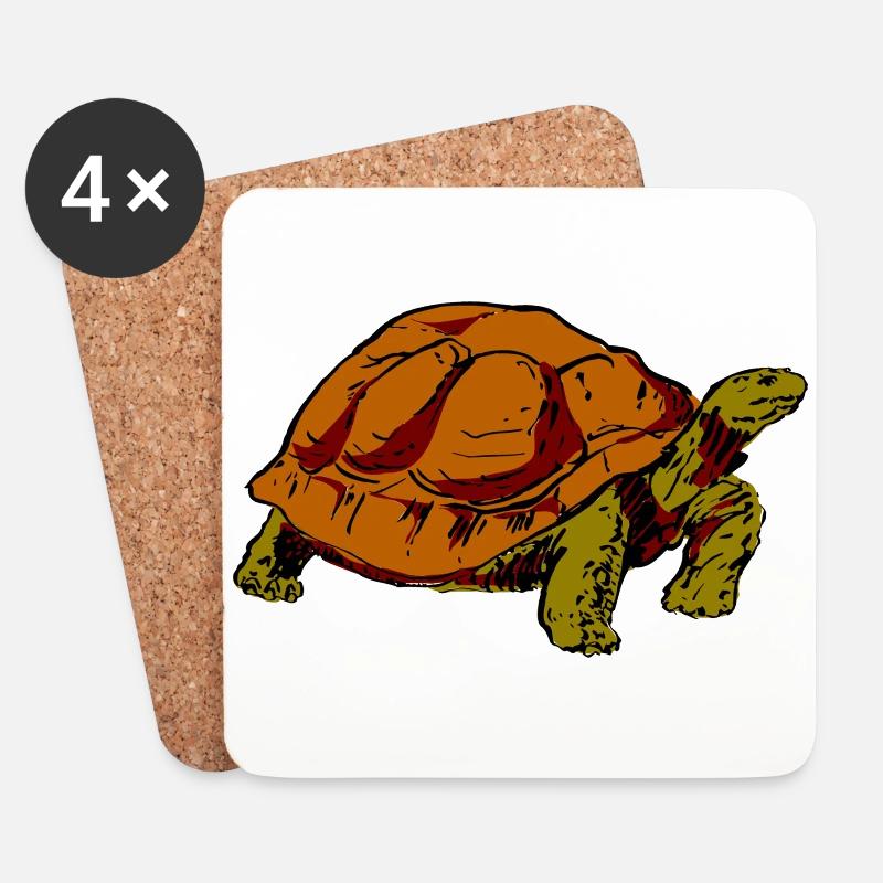 tortue - Dessous de verre (lot de 4) - blanc