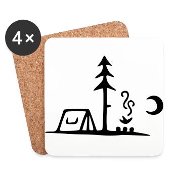camping lagerfeuer mond - Untersetzer (4er-Set) - Weiß - Vorne