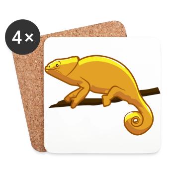 Yellow Chameleon Gecko Lizard Reptile Gift - Coasters (set of 4) - white - Front