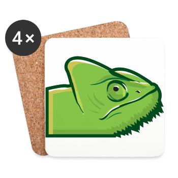 Cadeau vert vert caméléon lézard tête de lézard - Dessous de verre (lot de 4) - blanc - Devant