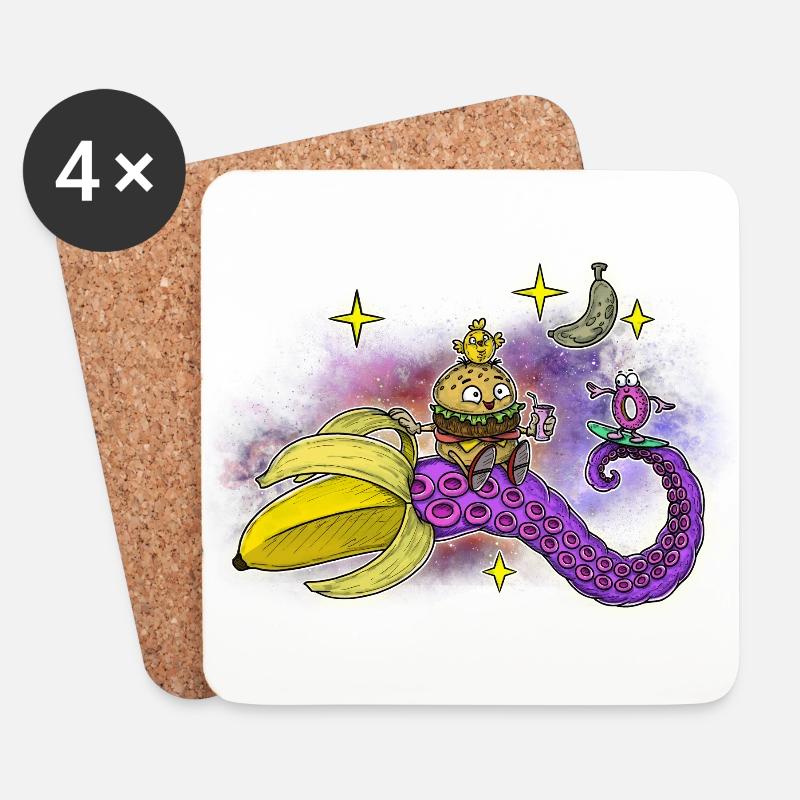 Space Banana - Untersetzer (4er-Set) - Weiß