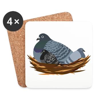 Mommy Pigeon Friend - Coasters (set of 4) - white - Front