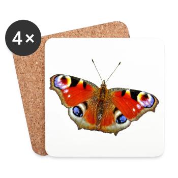 Papillon Papillon Paon - Dessous de verre (lot de 4) - blanc - Devant
