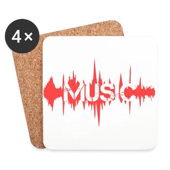 Musik Schriftzug Frequenz Frequenzen Grafik Rot - Untersetzer (4er-Set) - Weiß - Vorne