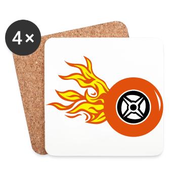 pneu roue flamme feu - Dessous de verre (lot de 4) - blanc - Devant