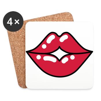 71 Kussmund Mund Lippen - Untersetzer (4er-Set) - Weiß - Vorne