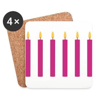 6 Kerzen//sechs//sechster Geburtstag//sechstes Mal - Untersetzer (4er-Set) - Weiß - Vorne