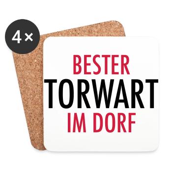 Bester Torwart im Dorf | Fußball Geschenke - Untersetzer (4er-Set) - Weiß - Vorne