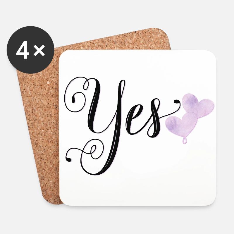 Hochzeit: Ja, ich will - Untersetzer (4er-Set) - Weiß