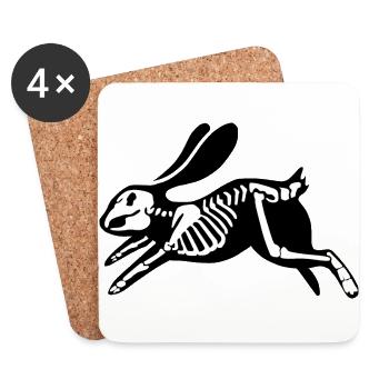 Squelette de lapin noir. - Dessous de verre (lot de 4) - blanc - Devant
