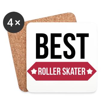 Inlineskaten / Rollschuhlaufen / Roller Skating - Untersetzer (4er-Set) - Weiß - Vorne