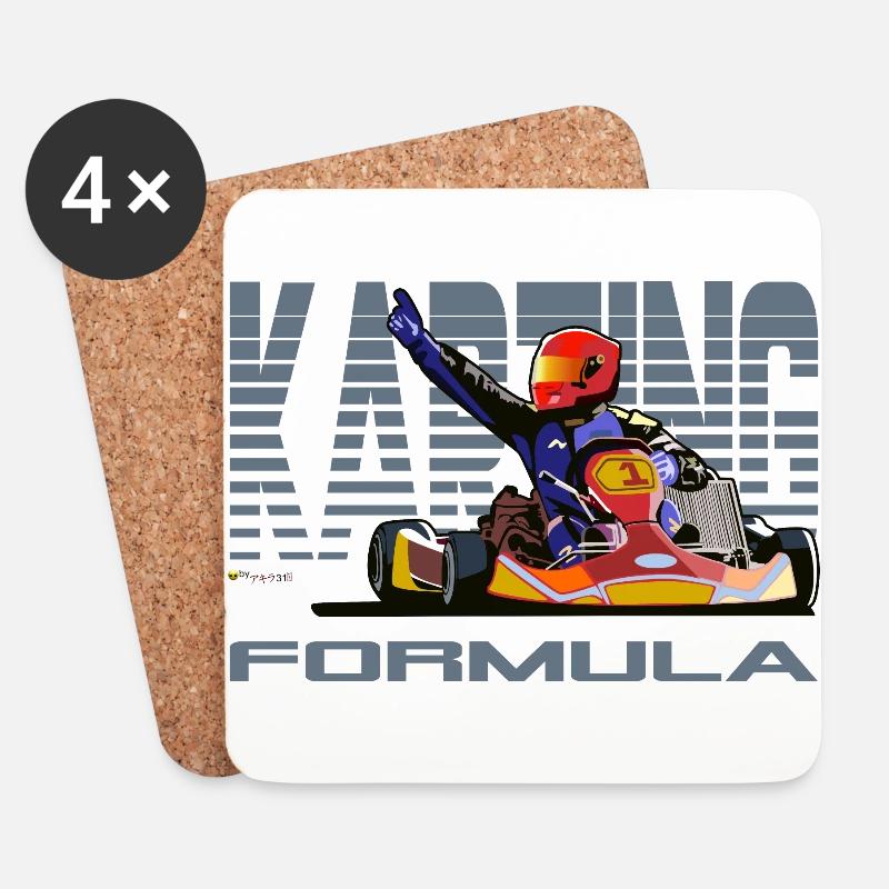 Kart fahren - Untersetzer (4er-Set) - Weiß