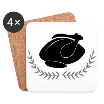 Grillen Grill Hähnchen Huhn Geschenkidee Fleisch - Untersetzer (4er-Set) - Weiß - Vorne