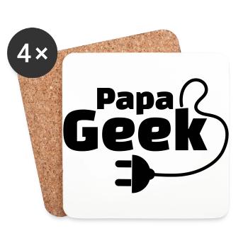 papa geek - Dessous de verre (lot de 4) - blanc - Devant