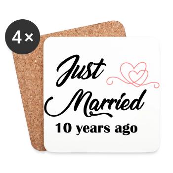 Just Married 10 years ago - Dessous de verre (lot de 4) - blanc - Devant