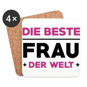 Liebe / Braut / Bräutigam / Frau / Ehe / Love - Untersetzer (4er-Set) - Weiß - Vorne