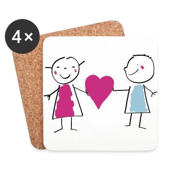 Love / Amour / Liebe Valentine's Day Valentinstag - Coasters (set of 4) - white - Front