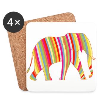 Elephant Afrique multicouleur - Dessous de verre (lot de 4) - blanc - Devant