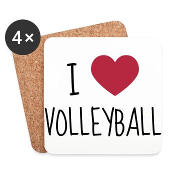 Volleyball - Volley Ball - Volley-Ball - Sport - Coasters (set of 4) - white - Front
