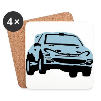 Rally car, race car - Coasters (set of 4) - white - Front