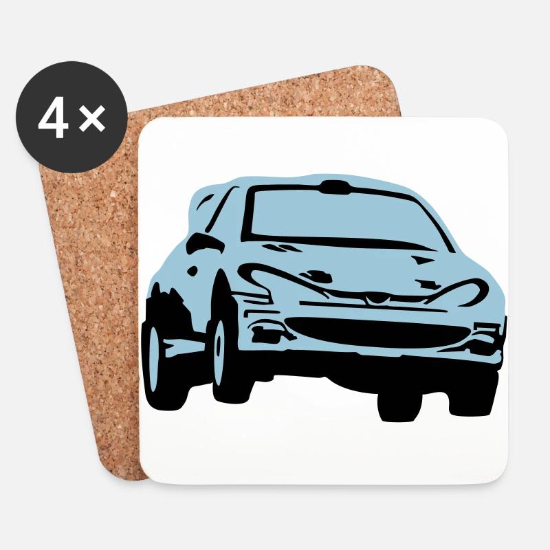 Rallye, Rallyeauto, Rennauto - Untersetzer (4er-Set) - Weiß