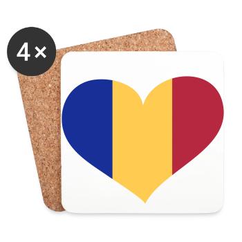 Rumänien Herz; Heart Romania - Untersetzer (4er-Set) - Weiß - Vorne
