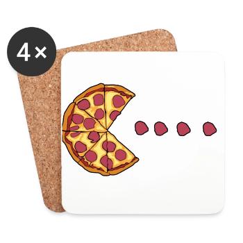 Pizza isst Salami - Untersetzer (4er-Set) - Weiß - Vorne