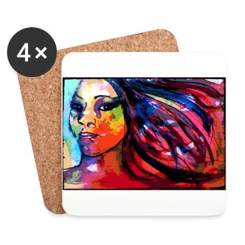 Femme arc-en-ciel - Dessous de verre (lot de 4) - blanc - Devant