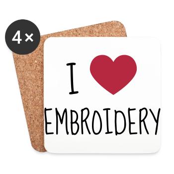 broderie / brodeuse / broder / aiguille - Dessous de verre (lot de 4) - blanc - Devant