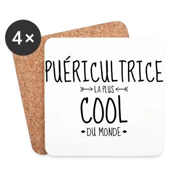 puéricultrice / puériculture / enfant / bébé - Dessous de verre (lot de 4) - blanc - Devant