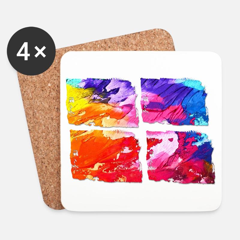 BUNT! KREATIV! FARBEN! KUNST! - Untersetzer (4er-Set) - Weiß