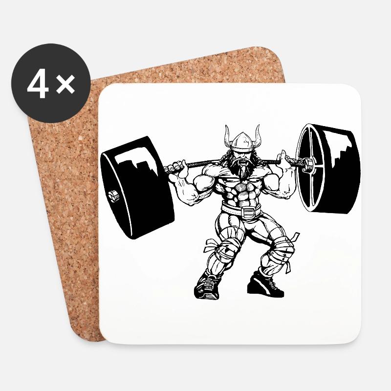 Wikinger Viking Bodybuilder Training Gym - Untersetzer (4er-Set) - Weiß