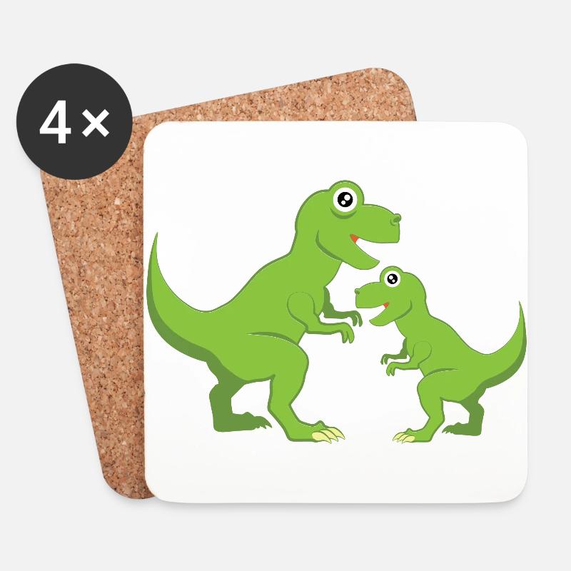 Dino Familie - Untersetzer (4er-Set) - Weiß