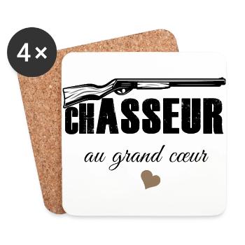 Chasseur au grand cœur - Dessous de verre (lot de 4) - blanc - Devant