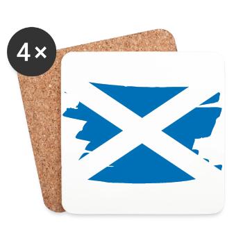 Scotland National Flag - horizontal brush - Coasters (set of 4) - white - Front