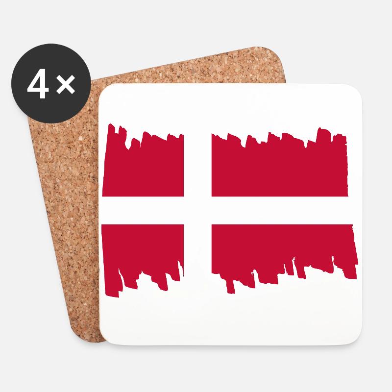 Denmark National Flag - brush vertical - Untersetzer (4er-Set) - Weiß