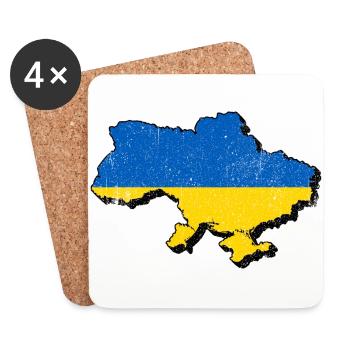 Ukraine - Dessous de verre (lot de 4) - blanc - Devant