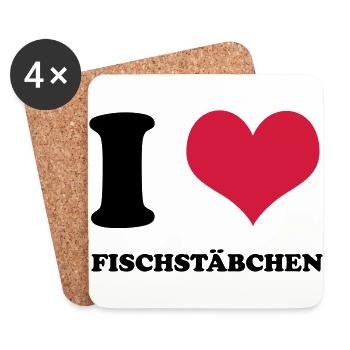 I Love Fischstäbchen - Untersetzer (4er-Set) - Weiß - Vorne