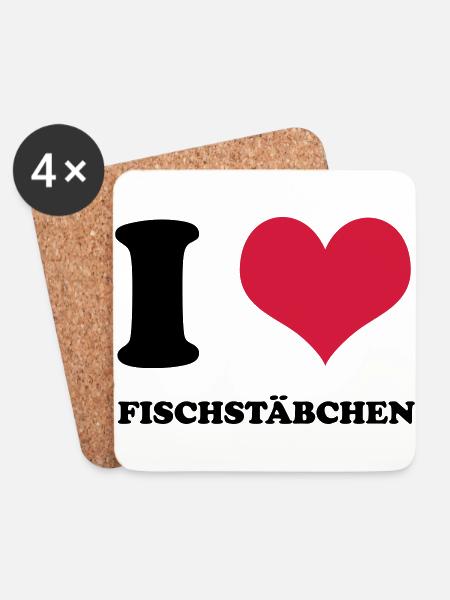 I Love Fischstäbchen - Untersetzer (4er-Set) - Weiß