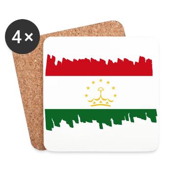 Tajikistan National Flag - brush vertical - Untersetzer (4er-Set) - Weiß - Vorne