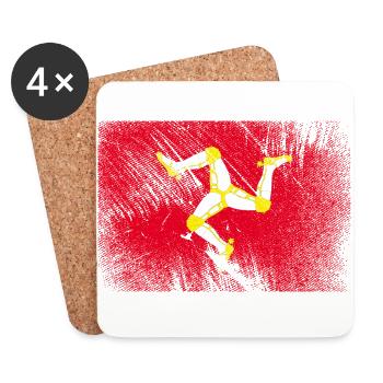 Isle of Man Flag - Vintage Grunge - Coasters (set of 4) - white - Front