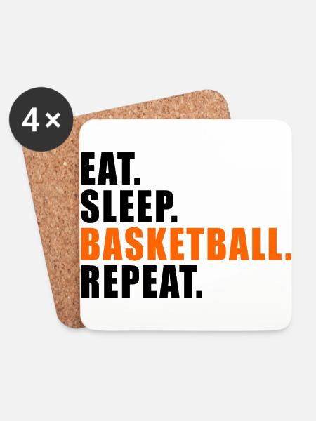 EAT SLEEP BASKETBALL REPEAT GESCHENK STREETBALL - Untersetzer (4er-Set) - Weiß