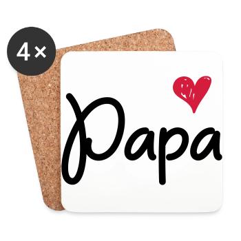 Papa - Pour le papa - Dessous de verre (lot de 4) - blanc - Devant