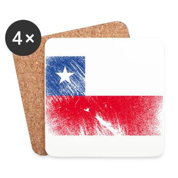 Chile Flagge - Vintage Grunge - Untersetzer (4er-Set) - Weiß - Vorne