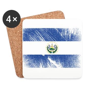 El Salvador Flag - Vintage Grunge - Coasters (set of 4) - white - Front
