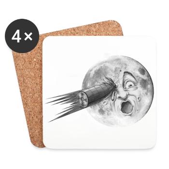 Die Reise zum Mond Rakete * Le voyage dans la lune - Untersetzer (4er-Set) - Weiß - Vorne
