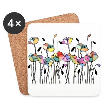 Fleurs - Dessous de verre (lot de 4) - blanc - Devant